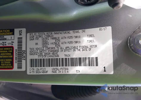 2017 Toyota Tundra Sr5 5.7L V8 from USA, damaged, VIN 5TFDY5F11HX623606